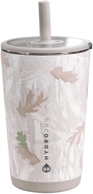 HydroJug Everyday Tumbler 14 oz, Ceramic-Lined Straw Cup, Camo