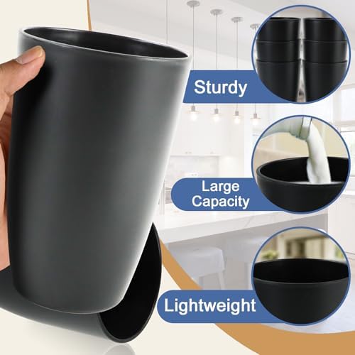 20 OZ Wheat Straw Cups SetS of 6, Unbreakable Drinking Cup (Black)