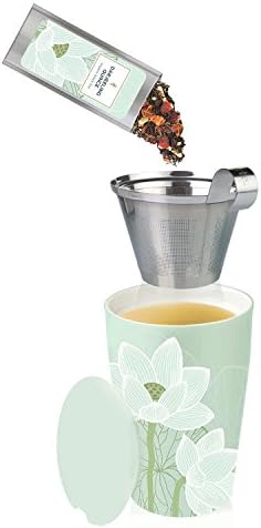 Tea Forte Double-Walled Ceramic Kati Cup, Lotus Blossom, 12 oz