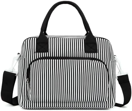Lunch Bag Women Lunch Box for Women Adult Cute Insulated Lunch Bag Lager Cooler Lunch Tote Bags for Work Picnic (Black Stripes)