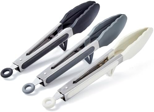 9" Kitchen Tongs for Cooking with Silicone Tips, Serving Tong for Salad BBQ