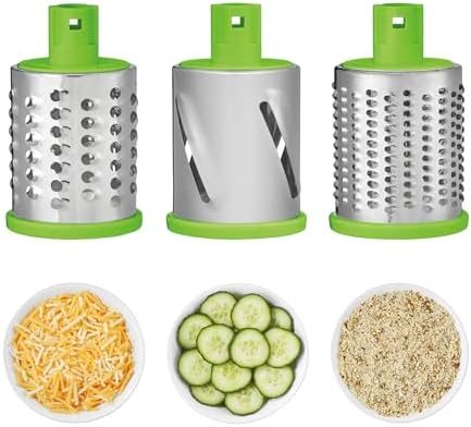 Cuisinart Fresh Slice Rotary Drum Grater, Cheese & Vegetable Slicer with 3 Interchangeable Stainless Steel Drums, Strong Suction Base, Dishwasher Safe