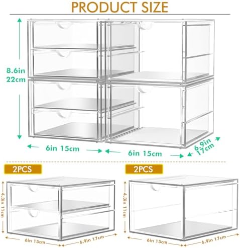 caktraie Acrylic 6-Drawer Office & Makeup Storage Organizer,Desk