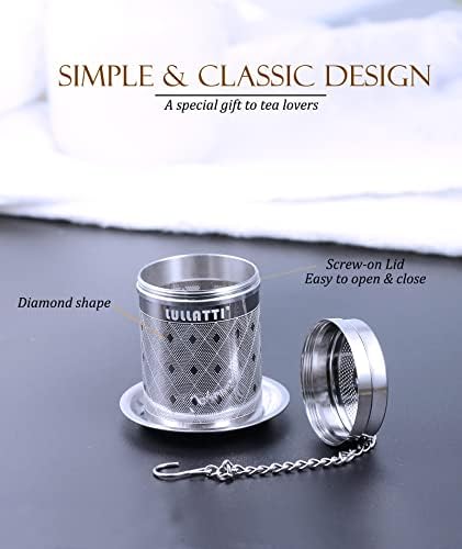 1-Pack 304 Steel Tea Infuser Fine Mesh Diamond with Long Chain