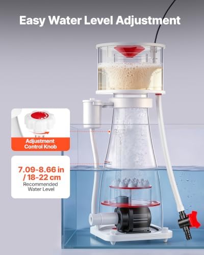 VEVOR Protein Skimmer for 132-264 Gal Saltwater Aquariums In Sump with Pump, Protein Skimmer with DC Pinwheel Pump, Adjustable Control, for 132-264 Gal Saltwater Aquarium & Reef Tank, In Sump Use Only