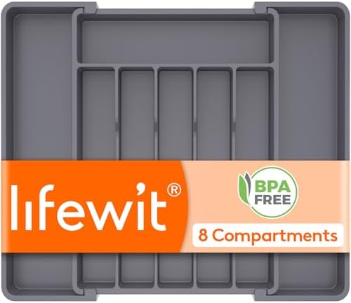 Lifewit Expandable Silverware Drawer Organizer, Kitchen Utensil Tray