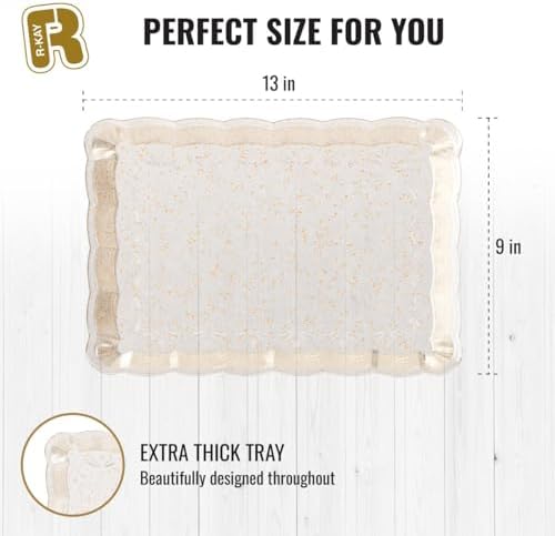 6 Pack Gold Glitter Plastic Serving Trays for Party, 9 x 13 Inch - Heavy Duty Plastic Gold Trays for Food - Rectangular Party Serving Platters