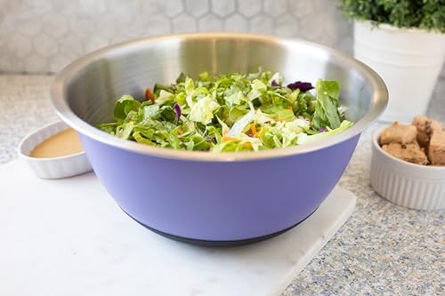 Fox Run Stainless Steel Mixing Bowl, 6.25 Quart Purple Mixing Bowl