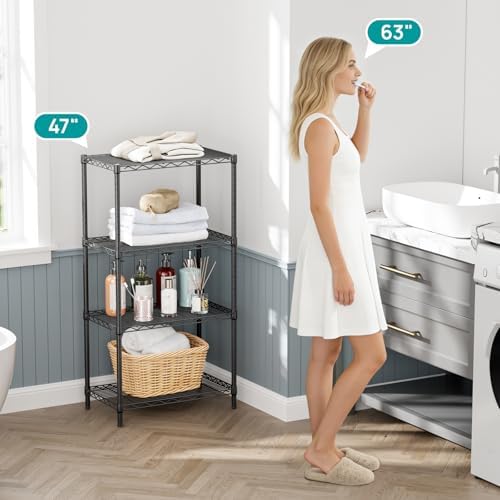 SINGAYE 4 Metal Shelves Wire Shelving Storage Shelf Adjustable Unit Pantry