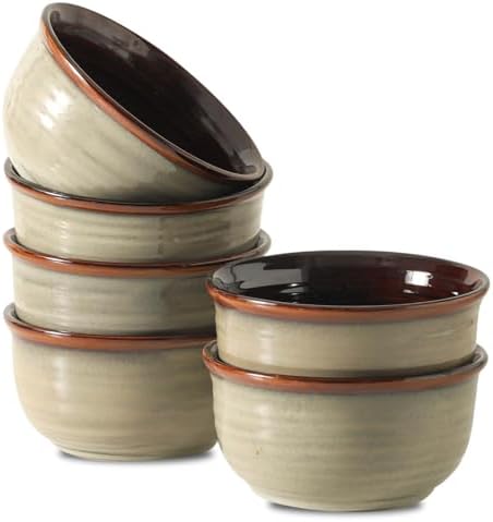 HASENSE Ceramic Cereal Bowls Set of 6, 20 oz Reactive Glaze Grey Soup Bowls
