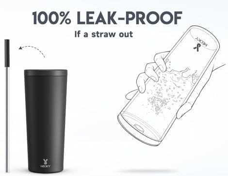 Meoky 24 oz Insulated Tumbler with Lid and Straw, Stainless Steel Vacuum Insulated Tumbler, Keeps Cold for 24 Hours, 100% Leak Proof, Fits in Car Cup Holder (Night)