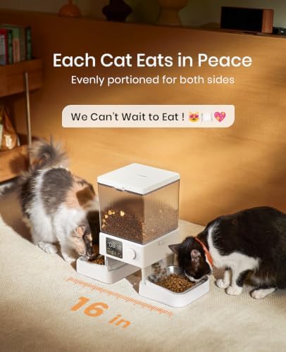 oneisall Automatic Cat Feeder for 2 Cats Pets, Timed Cat Food Dispenser