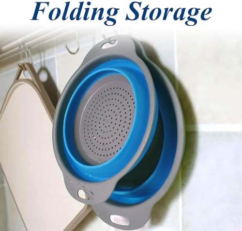 Collapsible Colander Set of 3, Space-Saving Foldable Strainer for Kitchen