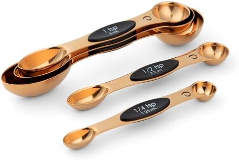 Progressive International Magnetic Measuring Spoons, Set of 5 – Black, Easy to Store with Magnetic Design (Rose Gold)