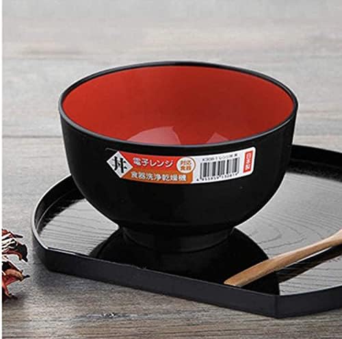 JapanBargain, 2-Pack Authentic Japanese Plastic Ramen Bowl, Black and Red Lacquered Style Noodle Soup Bowl, Made in Japan, Food Safe BPA Free, Microwave and Dishwasher Safe, 23oz