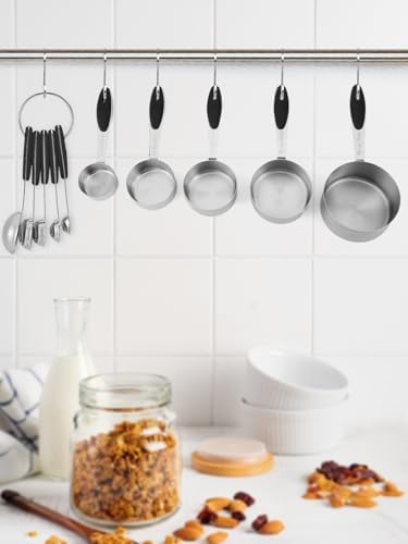 JOYHILL Measuring Cups and Spoons Set 304 Stainless Steel 10-Piece Black