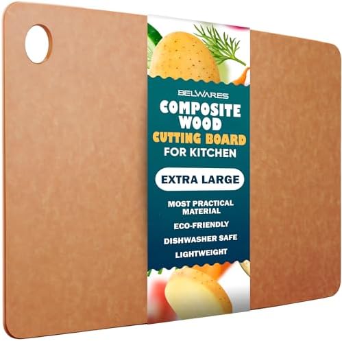 Dishwasher Safe Cutting Board - Extra Large Non Plastic Wood Composite Cutting Board for Kitchen, Thin Lightweight Wood Fiber Chopping Board, Heat Resistant up to 350°F, Knife Friendly, 18 x 12 Inch