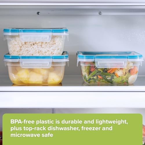 Snapware Food Storage Containers, Plastic, 8.5-Cup, Rectangular | Leakproof & Airtight | BPA-Free | Microwave & Dishwasher Safe | Pack of 6