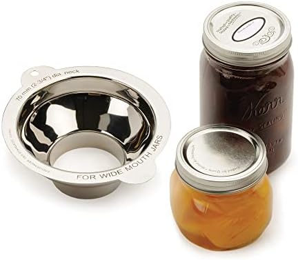 RSVP International Endurance Canning Collection Non-Reactive 18/8 Stainless Steel, Dishwasher Safe, Funnel, Wide Mouth, 2-3/4"