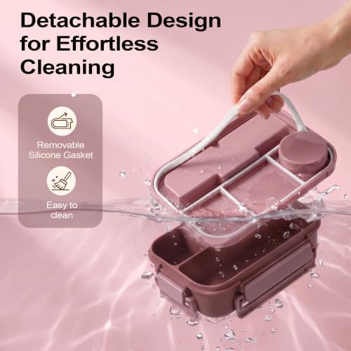 Bento Box Adult Lunch Box, Lunch Containers for Adults 44.5 Oz/5 Cup, Pink