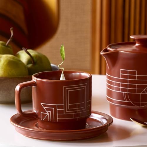 Tea Forte Café Cup with Lid, Terra Frank Lloyd Wright, 8 oz