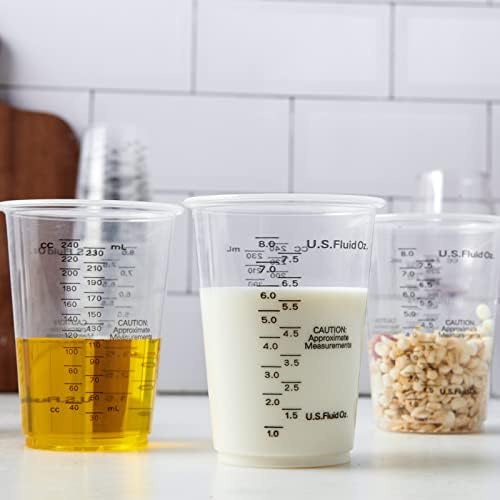 200 PACK 10 oz Plastic Measuring Cups, with 200 Wooden Mixing Sticks