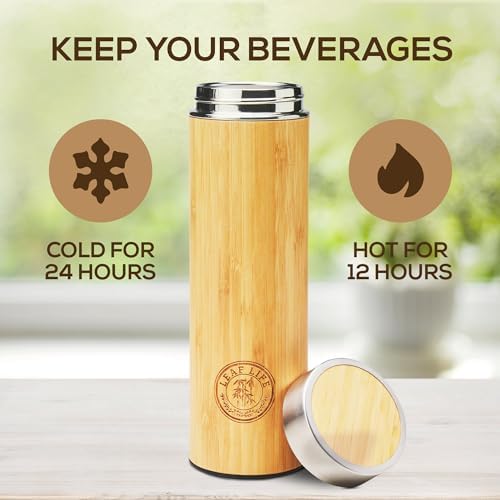 LeafLife Premium Bamboo Tea Tumbler with Infuser for Loose Leaf Tea