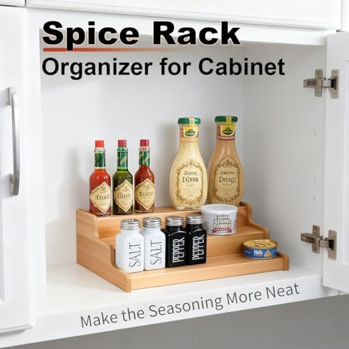 JinDoWin 2 Pack Cabinet Spice Rack Organizers - Enhanced Cabinet Spice Organizer, Practical Spice Rack Organizer for Cabinet and Efficient Cabinet Spice Organizer (2, 13 Inch)