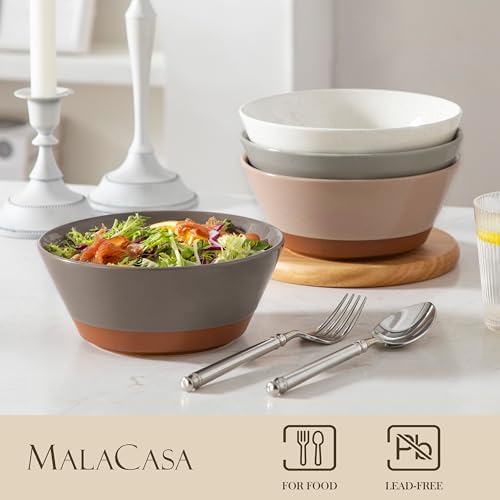 MALACASA Soup Bowls, Ceramic Salad Bowls Set of 4, 36oz Ceramic Bowls