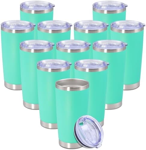 20 oz Tumbler Insulated Tumblers Stainless Steel Coffee Mug,LightBlue 12PCS
