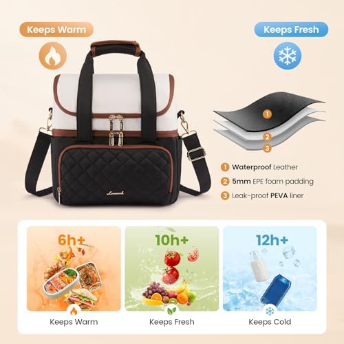 LOVEVOOK Insulated Lunch Box for Women,X Large Double Deck Adult Lunch Bag