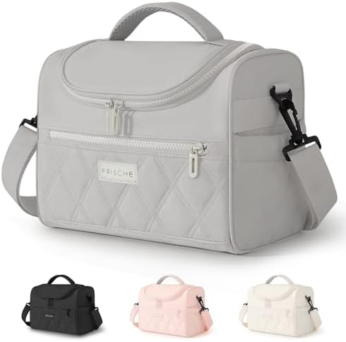Insulated Lunch Bag Women Men Leakproof With Cup Holder, Grey