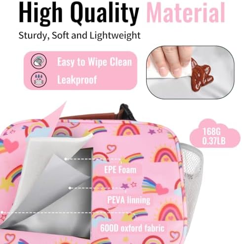 Genteen Lunch Box for Kids, Boys - Insulated Small LunchBox Reusable, Zip Closure & Buckle Handle, Portable Cooler for Work, School, Travel (Rainbow)