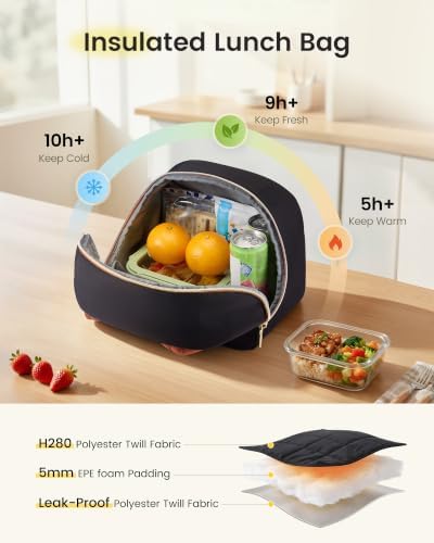 LOVEVOOK Insulated Lunch Bag for Women Men, Cute Fit and Fresh Lunch Box
