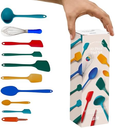 GIR: Get It Right 10-Piece Silicone Ultimate Kitchen Utensil Set – Spatulas, Ladle, Flip, Spoons, Whisk, Peeler & Spoonula – Nonstick, Non-Toxic, Heat-Resistant – Madrid