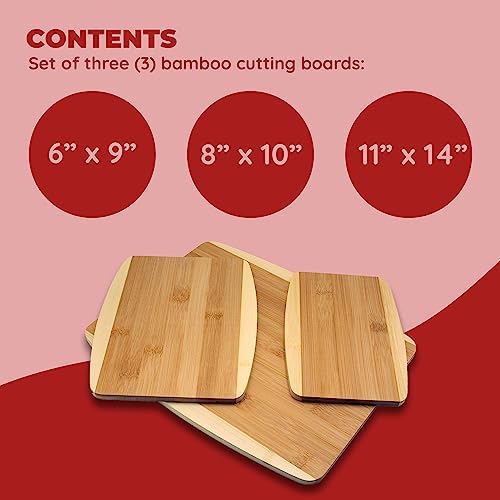 Bamboo Cutting Board, Chopping Board Set: Great for Meal Prep and Serving, Charcuterie, Eco-Friendly Wood Cutting Boards in Assorted Sizes