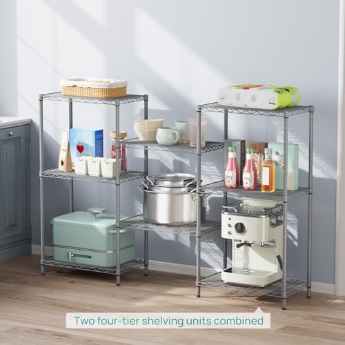SINGAYE 4 Metal Shelves Wire Shelving Storage Shelf Adjustable Unit Pantry