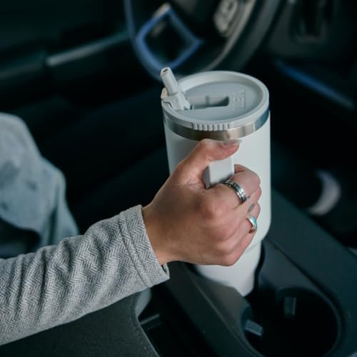 YETI Rambler 40 oz Travel Mug with Flip Straw Lid – Stainless Steel, Vacuum Insulated, Leakproof, Cup Holder Friendly, Desert Bloom