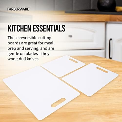 Farberware Reversible Plastic Cutting Board Set, 3-Piece, 3 Sizes
