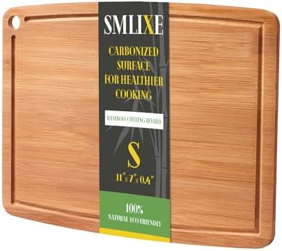 Bamboo Cutting Boards for Kitchen,Carbonized Wood Cutting Board with Deep Juice Groove for Chopping Meat, Vegetables, Fruits, Nuts,Lightweight & Durable,Ideal Kitchen Gift