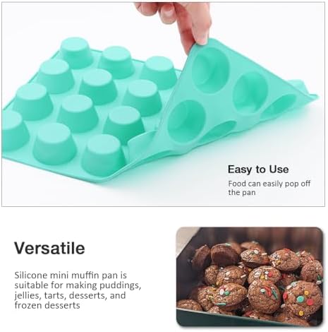 Silicone Mini Muffin Pan, 24 Cups Cupcake Pan, 2PCS