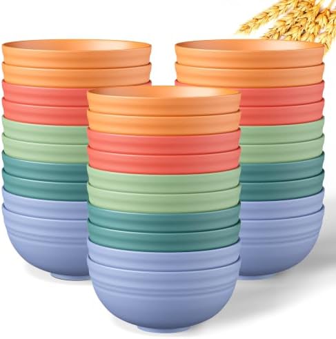 Quatish 30 PCS Cereal Bowls, Plastic Bowls, Small Snack Soup Kitchen Bowl