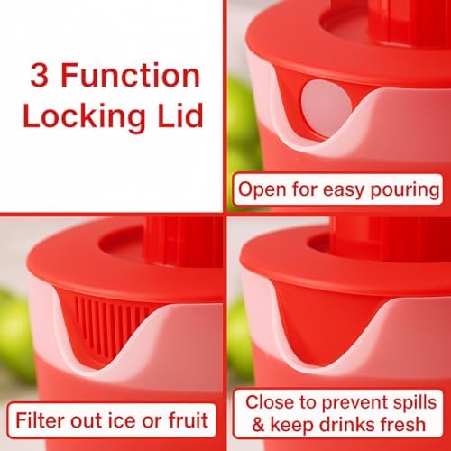 Water Pitcher with Lid 1 Gallon Pitcher BPA Free & Phthalate Free - Red