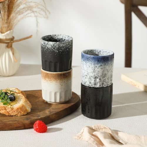 Japanese Tea Cups, Ceramic Small Tea Cups, Tea Cup Set for 4,Ceramic Cup for Tea Coffee