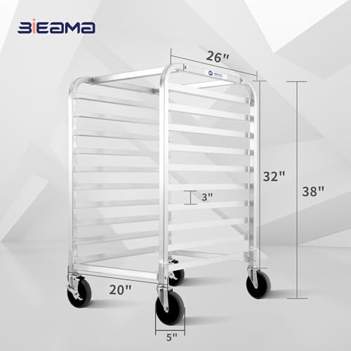 BIEAMA 10-Tier Full Size Sheet Pan Rack, NSF Aluminum Bun Pan Rack