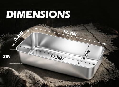 Leonyo 12x5IN Large Stainless Steel Loaf Pans for Baking Bread, 4 Pack