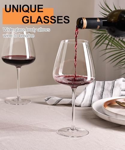 OJA Wine Glasses Set, Crystal Hand Blown Red Wine Glass Set of 4, 23 oz