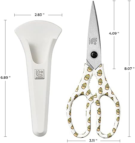 Linoroso Kitchen Scissors Heavy Duty Kitchen Shears with Magnetic Holder Made with Japanese Steel 4034, Multipurpose Ultra Sharp Cooking Scissors for Meat/Vegetables/BBQ/Herbs/Pizza (Graphic,Chick)