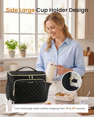 LOVEVOOK Lunch Box for Women, Wide Opening Cute Insulated Lunch Box Bag