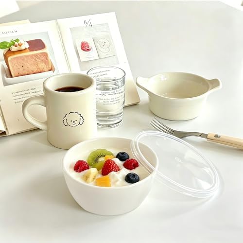 4-Piece Classic Plastic Prep Bowls with Lids, Nesting Plastic Small Mixing Bowl Set for Mixing, Baking, Prepping, Cooking and Serving Food, Microwave and Dishwasher Safe (White)
